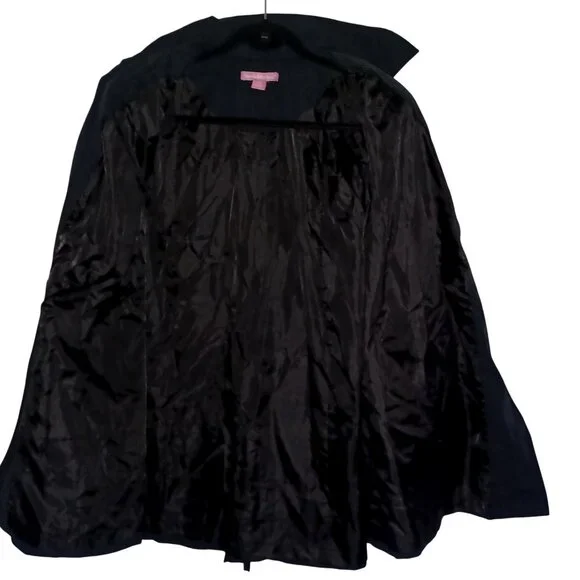 Woman Within Relaxed Fit Minimalist Car Coat Buttons Black WMs Plus Size 18W - Picture 3 of 10